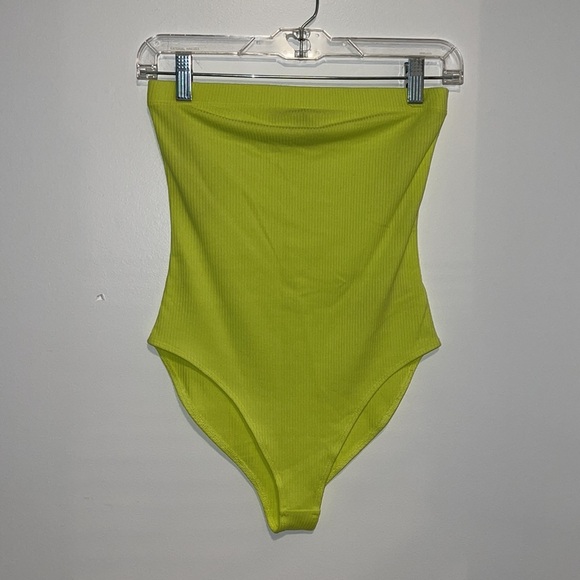 NWT Forever 21 Neon yellow green ribbed tube bodysuit - Picture 3 of 9
